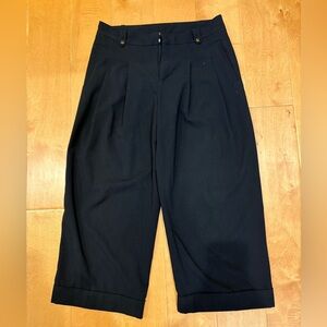 Anthropologie elevenses black cropped capri wide black pants sz 4